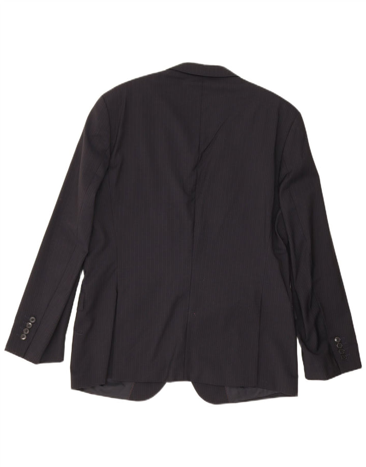 Jaqueta blazer masculina Hugo Boss com 2 botões Reino Unido 54 2XL risca de giz azul marinho