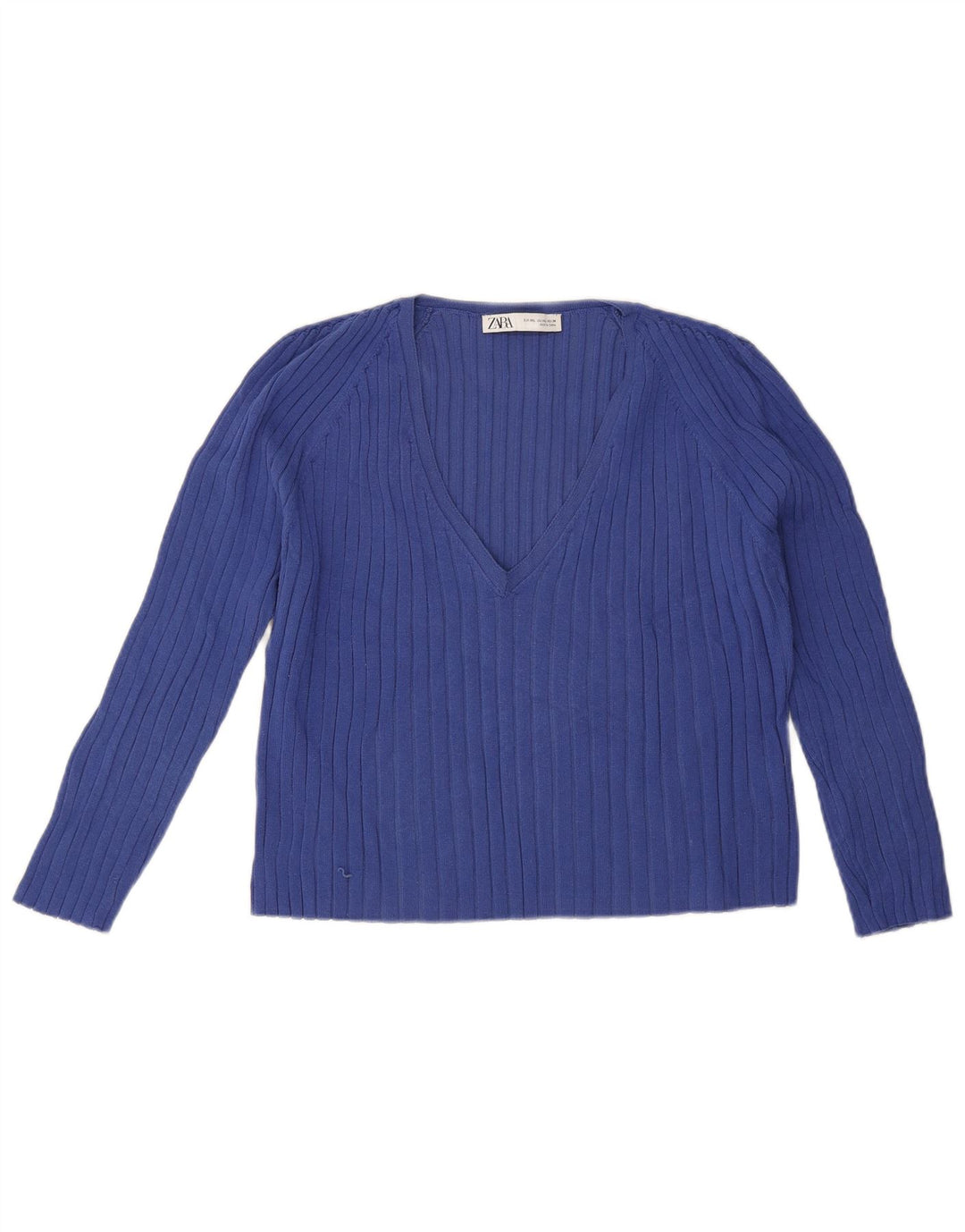 Top feminino Zara manga 3/4 UK 20 2XL azul viscose