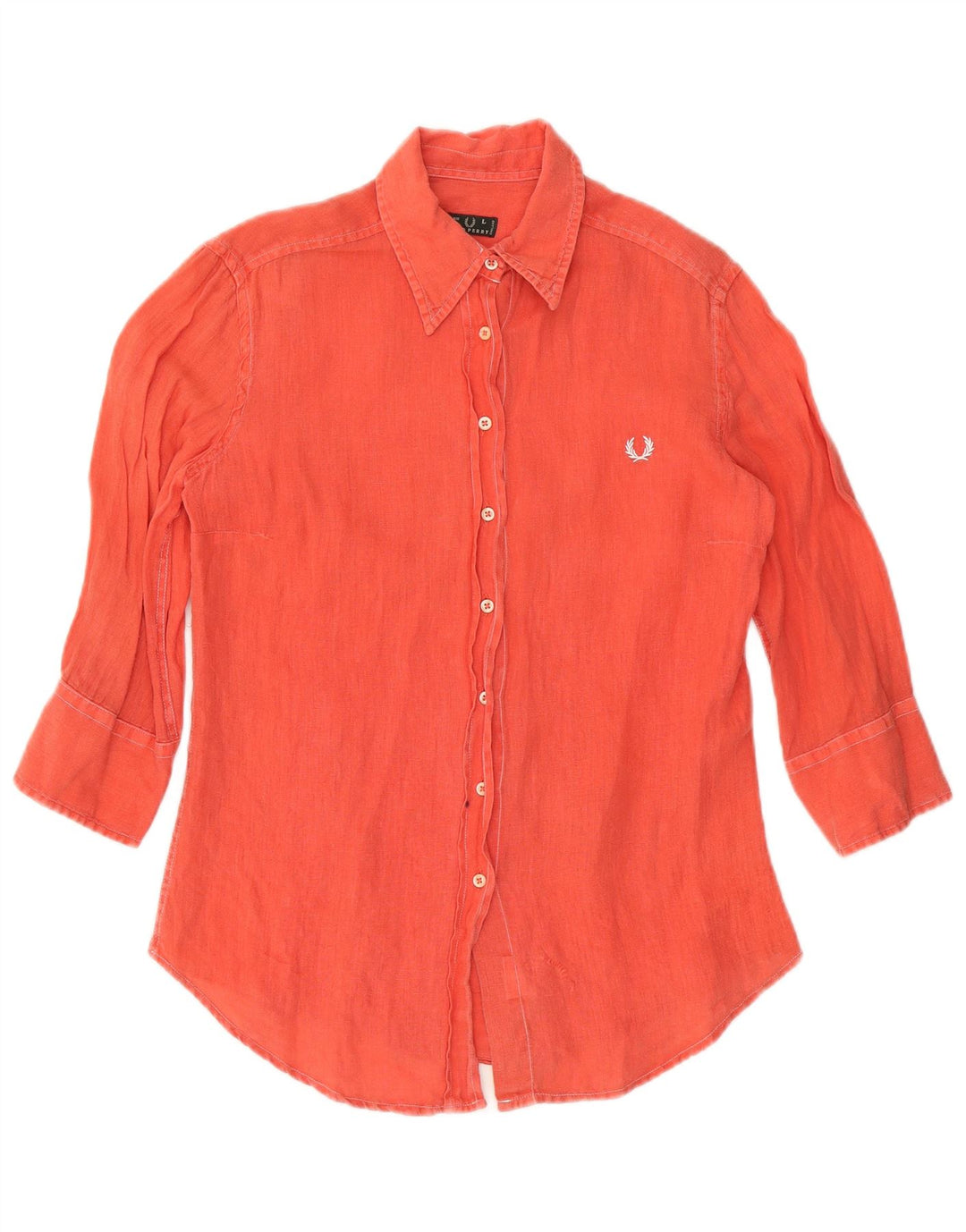 FRED PERRY Camisa feminina manga 3/4 Reino Unido 14 grande laranja