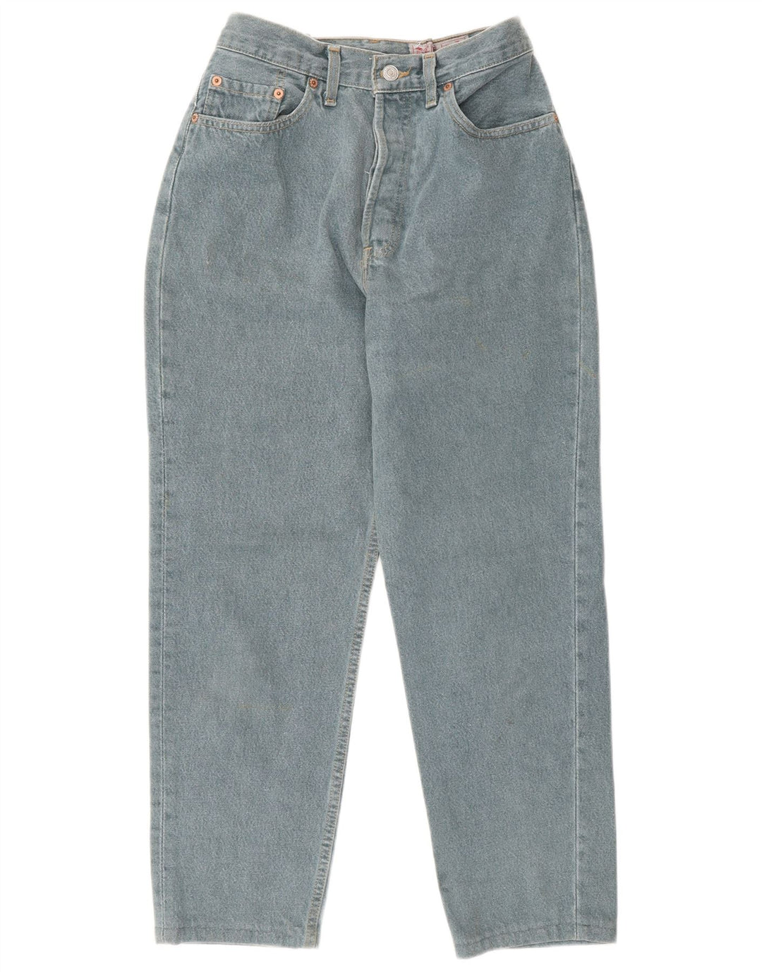 Jeans cônicos femininos vintage W25 L26 azul