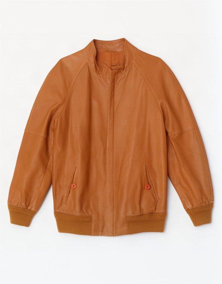 Jaqueta de couro masculina vintage UK 38 marrom médio