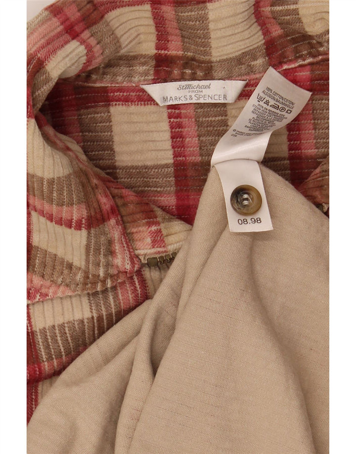 Camisa masculina de veludo cotelê MARKS & SPENCER tamanho 16 grande algodão xadrez bege