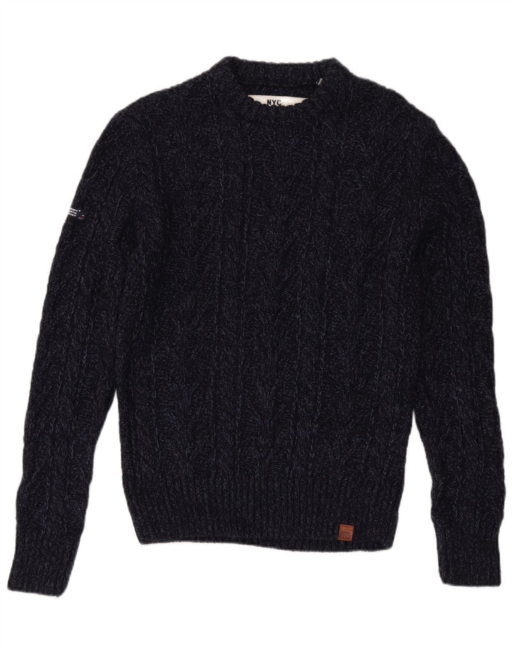 Suéter masculino Superdry com gola redonda grande acrílico azul marinho