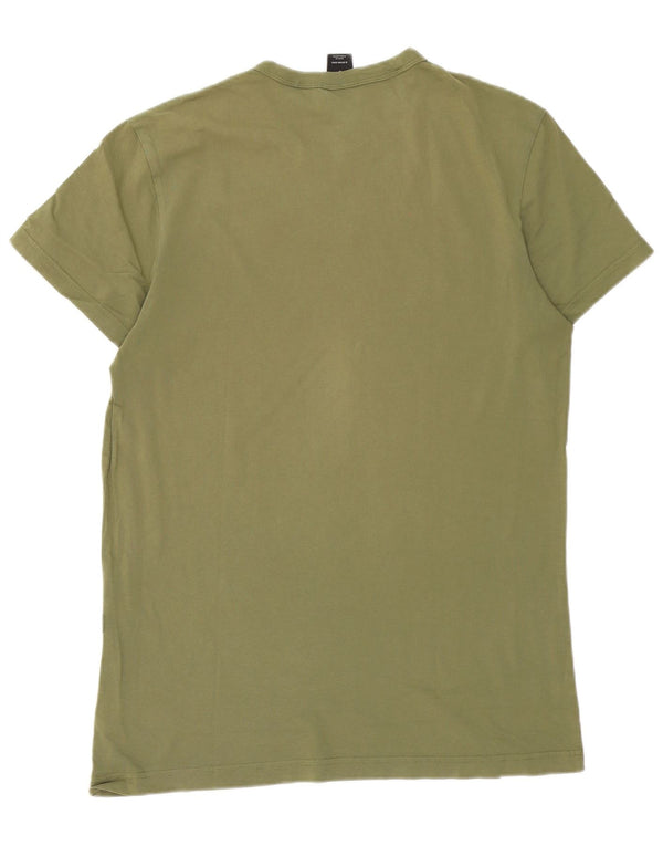 Camiseta gráfica masculina G-Star Top grande de algodão cáqui