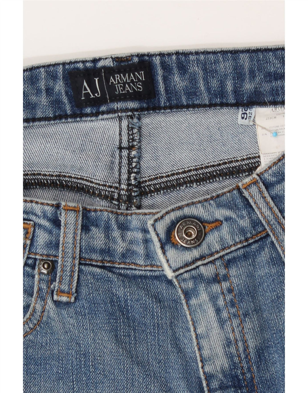 Calça jeans feminina Armani W26 L27 azul algodão