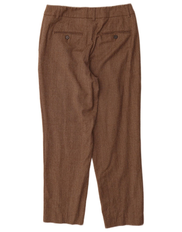 Calça de terno reto feminino Max Mara Reino Unido 6 XS W26 L26 lã marrom