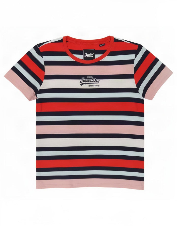 Camiseta feminina Superdry com estampa gráfica UK 12 listrada média multicolorida