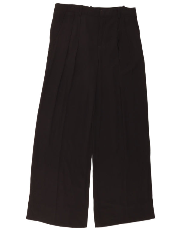 Zara Calça feminina casual cintura alta com pregas grande W30 L33 viscose preta