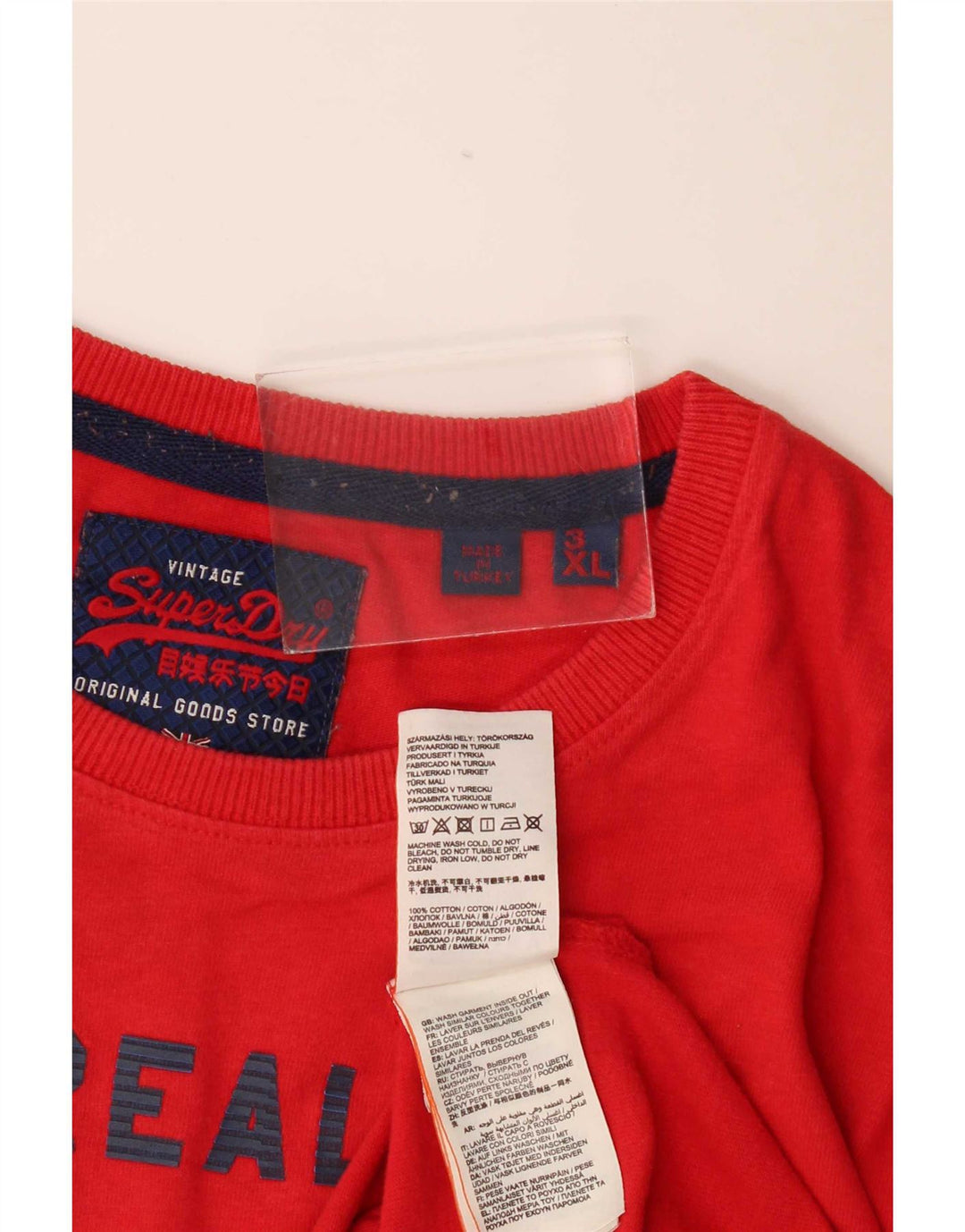 Superdry Mens Graphic Top Manga Longa 3XL Algodão Vermelho Moderno