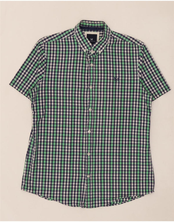 CREW CLOTHING Camisa masculina de manga curta média algodão guingão multicolorido