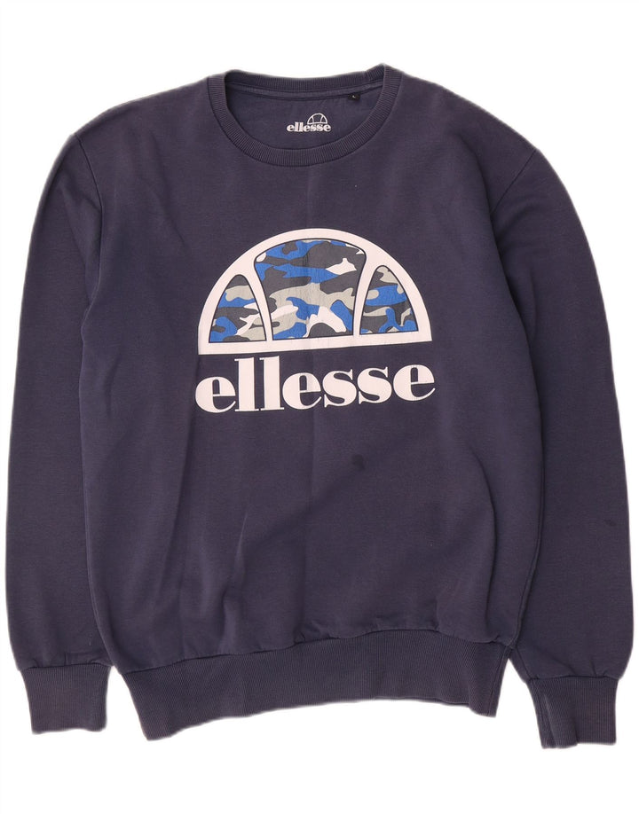 Ellesse moletom masculino jumper grande algodão azul marinho