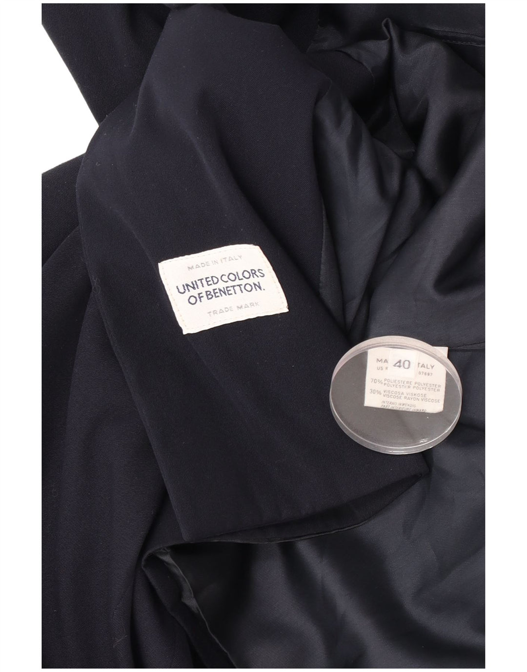 Jaqueta blazer feminina Benetton com peito duplo IT 40 pequena azul marinho