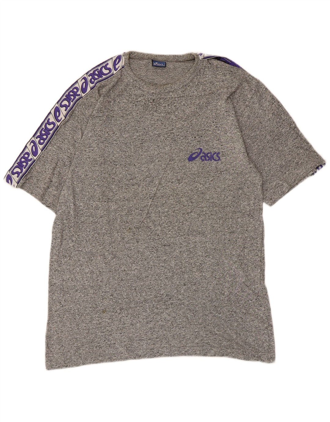Camiseta gráfica masculina Asics Top pequeno algodão manchado cinza