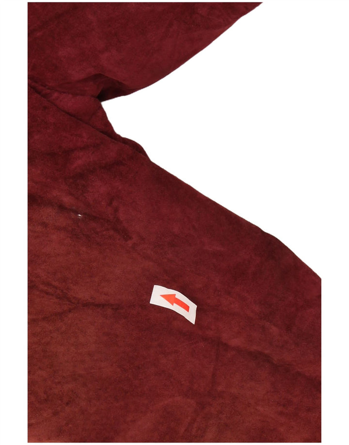 Jaqueta feminina VINTAGE de camurça Sherpa Reino Unido 14 couro médio Borgonha