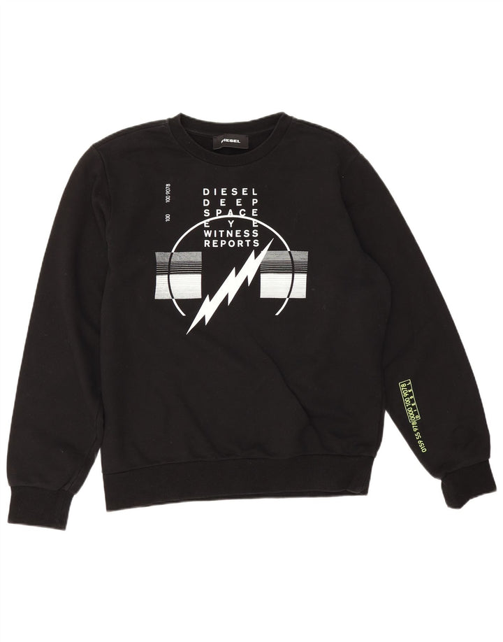 Diesel masculino gráfico moletom jumper médio preto