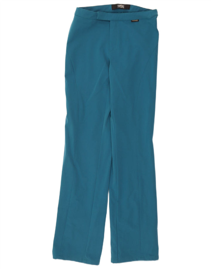 Calça feminina reta casual Versace W30 L34 azul poliamida