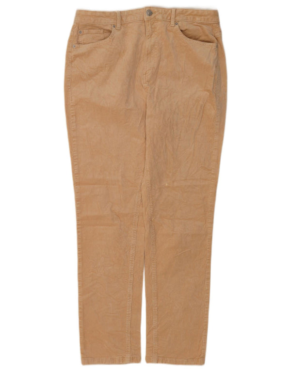 Calça feminina de veludo cotelê Marks & Spencer UK 16 grande W34 L30 bege