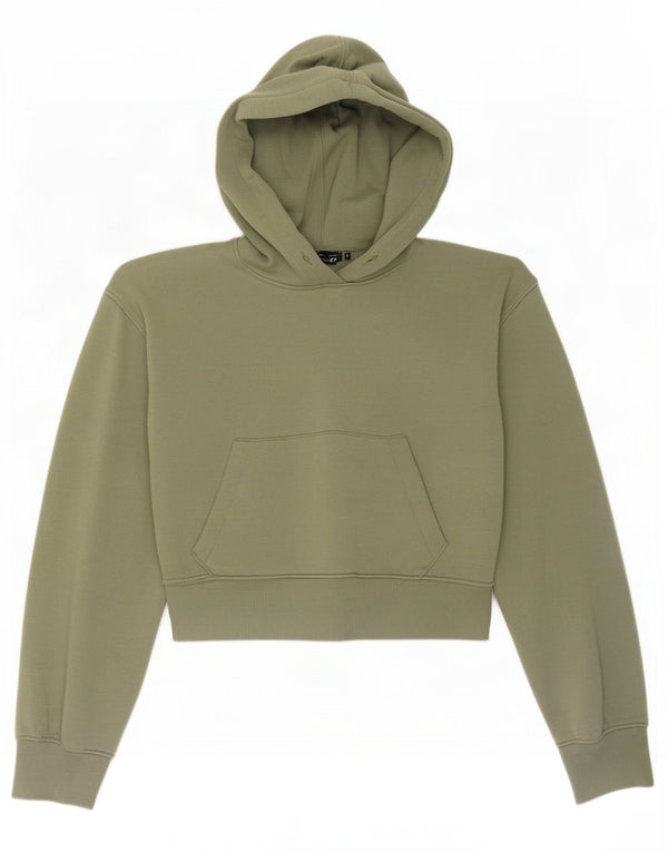 Zara Womens Crop Hoodie Jumper UK 10 Pequeno Poliéster Verde