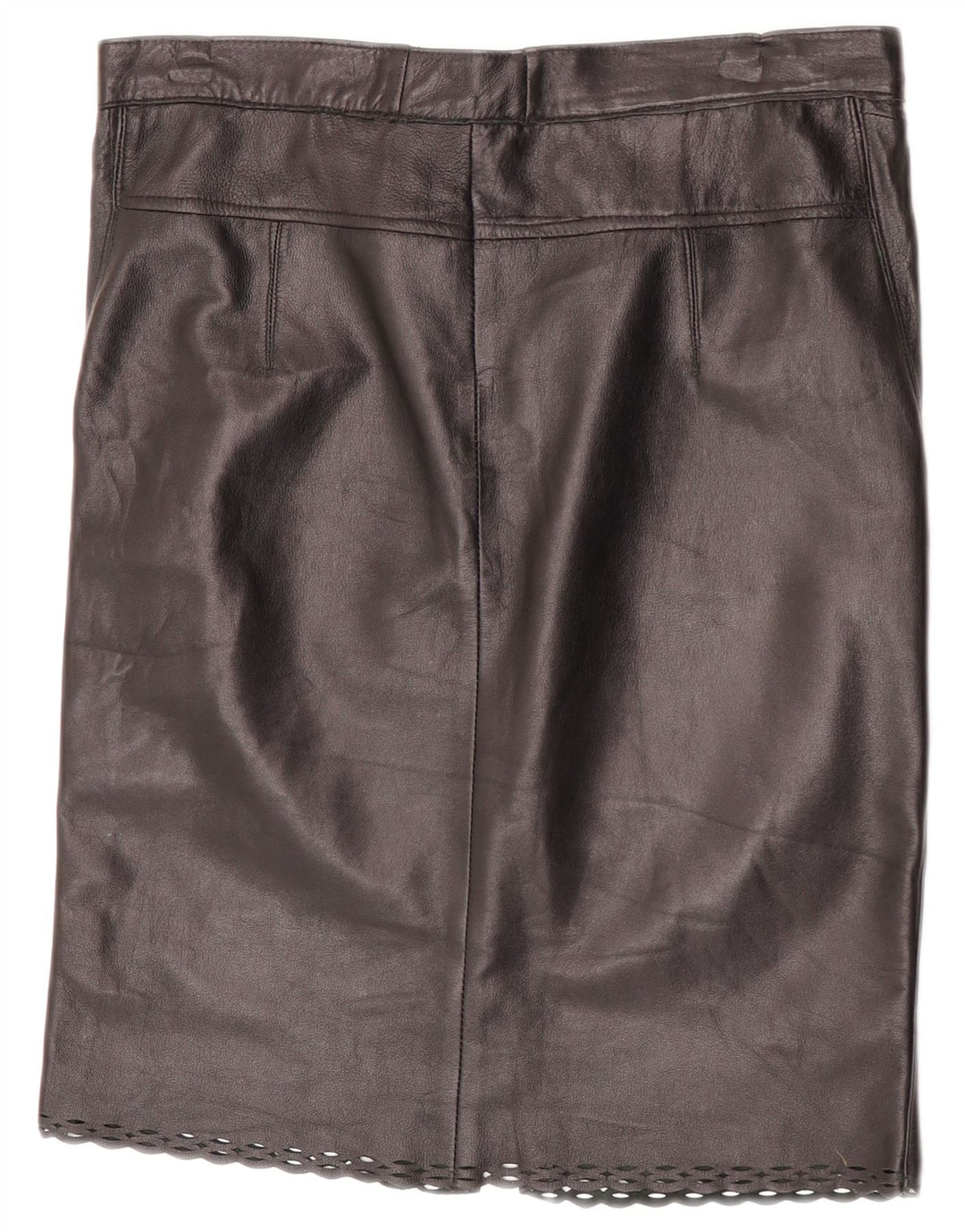 Saia de couro feminina vintage W31 média preta
