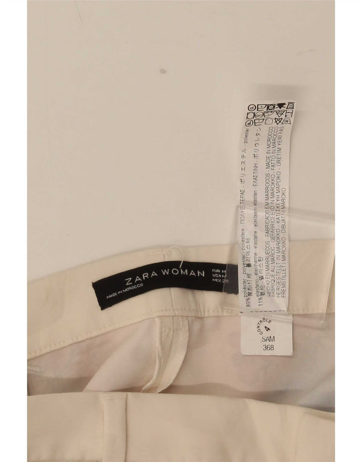 Calça casual feminina Zara Bootcut médio W28 L32 branco floral poliéster