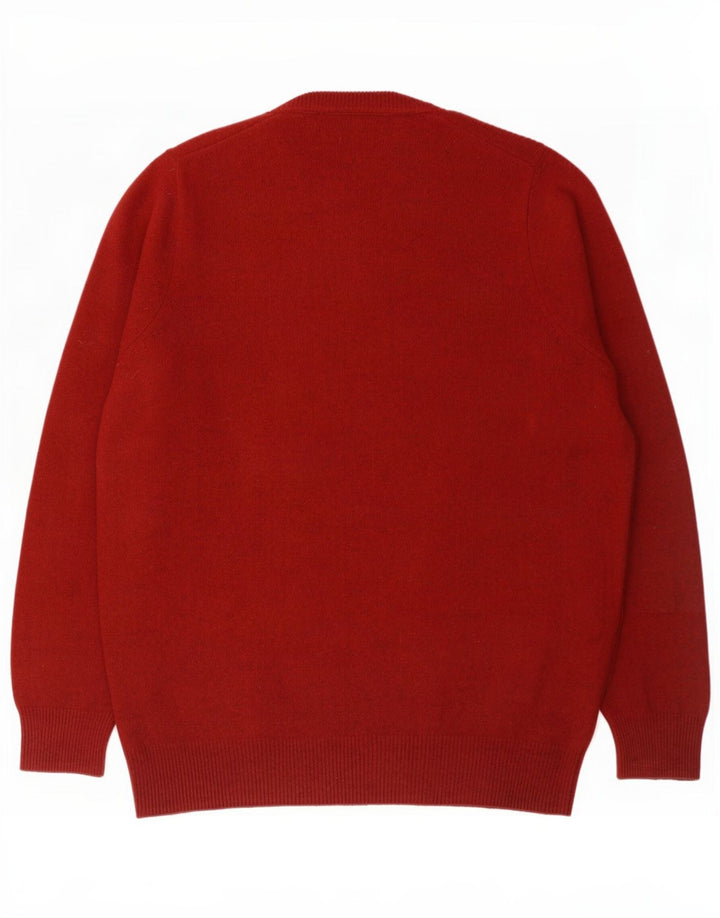 Suéter masculino Marks & Spencer com gola redonda, grande lã de cordeiro cor de vinho