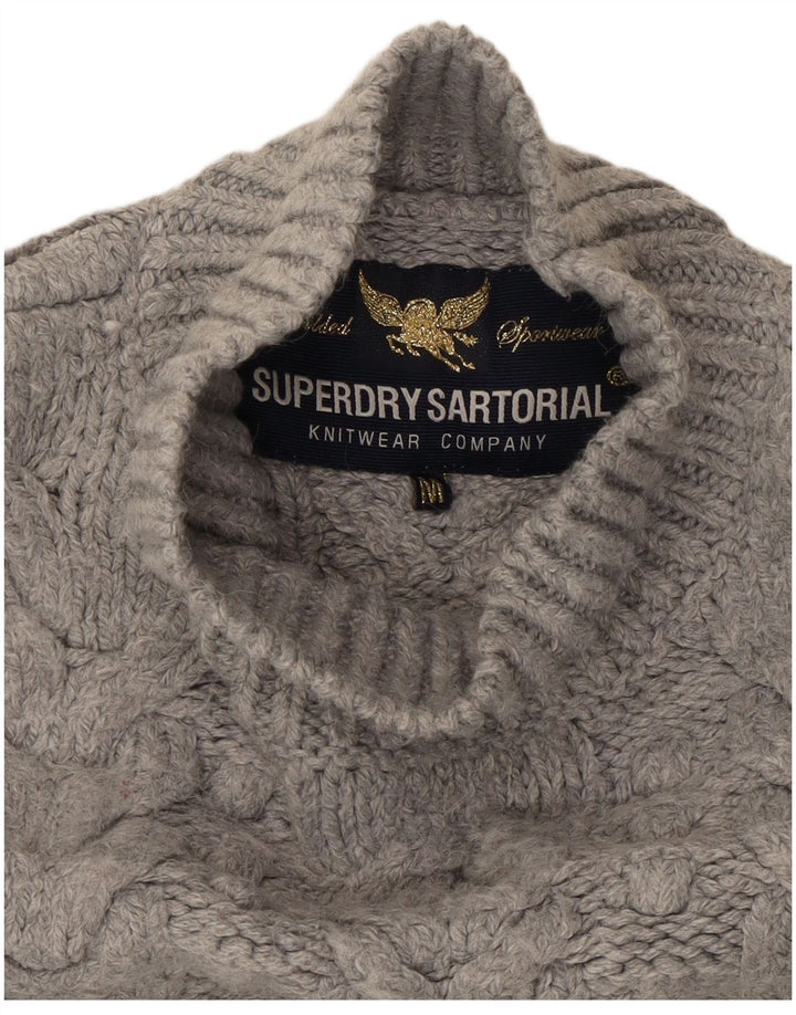 Superdry Suéter feminino superdimensionado com gola de tartaruga Reino Unido 14 cinza médio