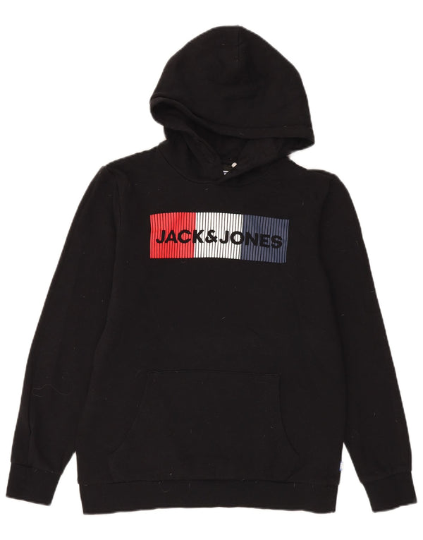 Suéter gráfico com capuz Jack & Jones Boys 13-14 anos algodão preto