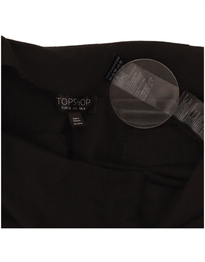 Calça capri feminina Topshop Reino Unido 8 pequena W27 L22 poliéster preto