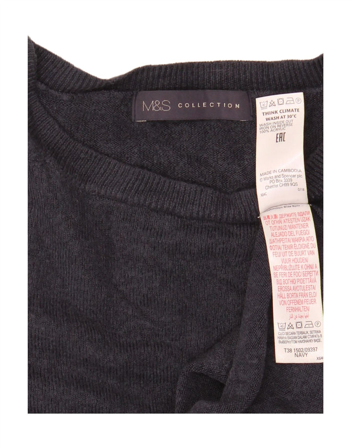 Suéter feminino Marks & Spencer com gola redonda Reino Unido 12 médio azul marinho