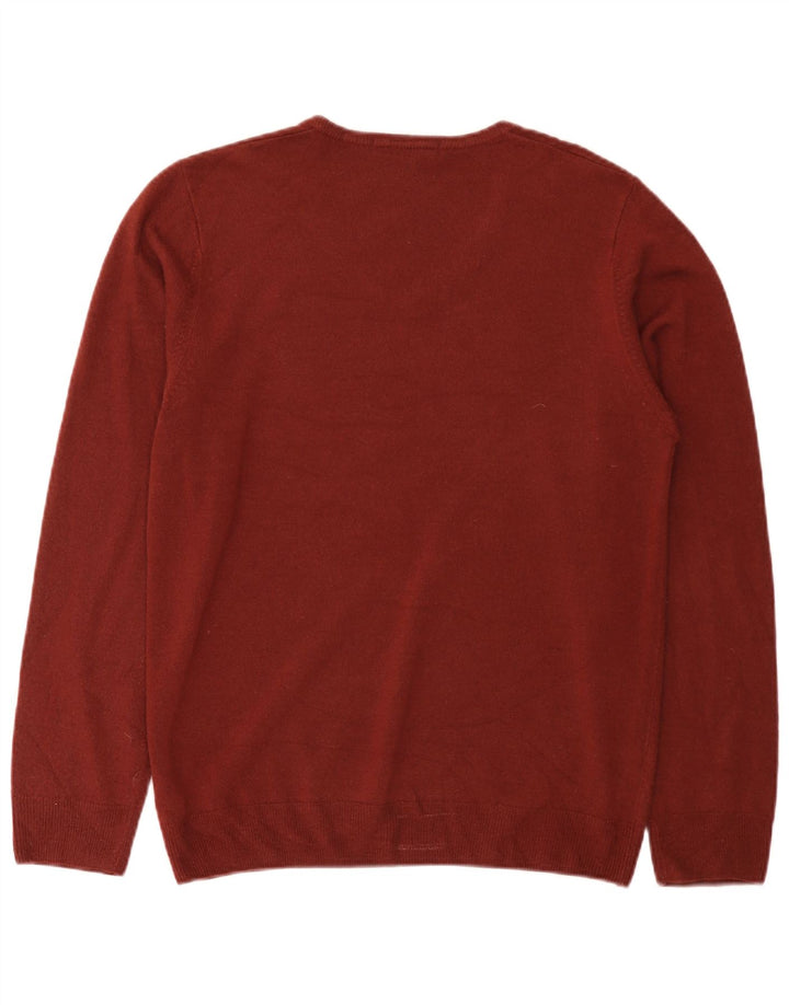 Suéter masculino Marks & Spencer com decote em V médio acrílico vinho