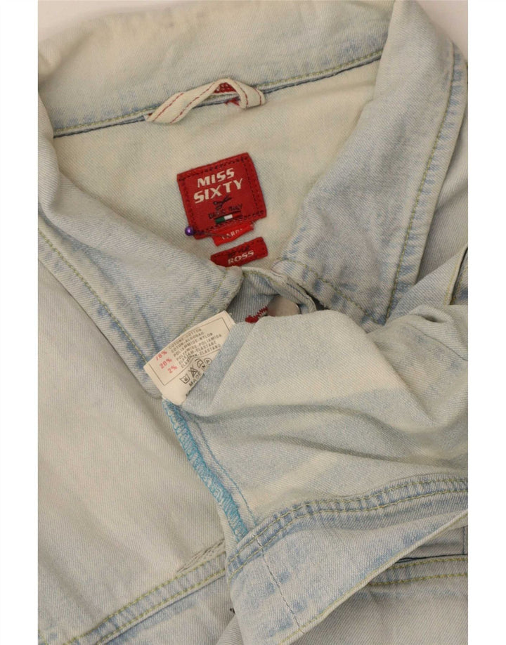 Jaqueta jeans feminina Miss Sixty, Reino Unido, 14, grande, azul, algodão