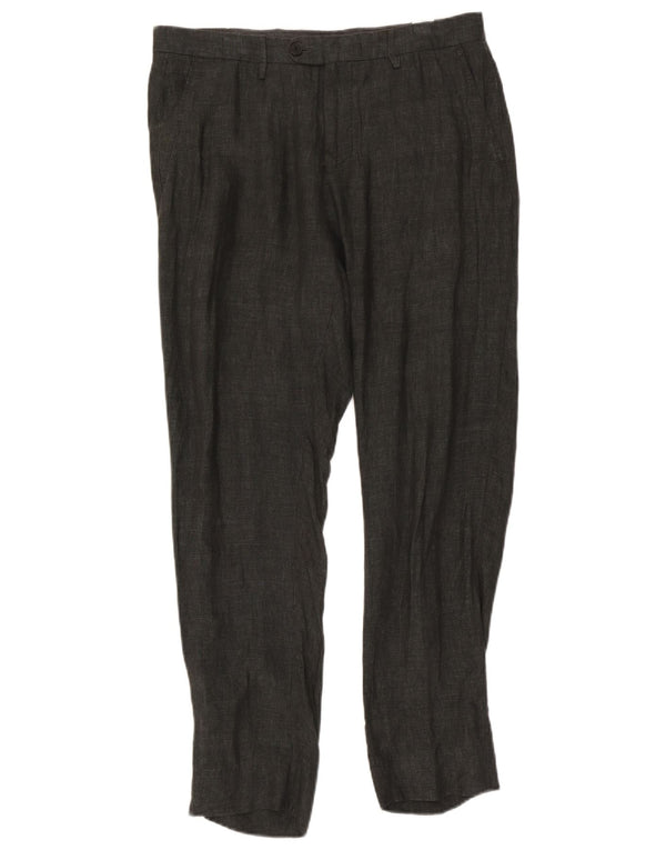 Calça masculina Massimo Dutti Slim Suit EU 42 Grande W32 L30 Linho Cinza
