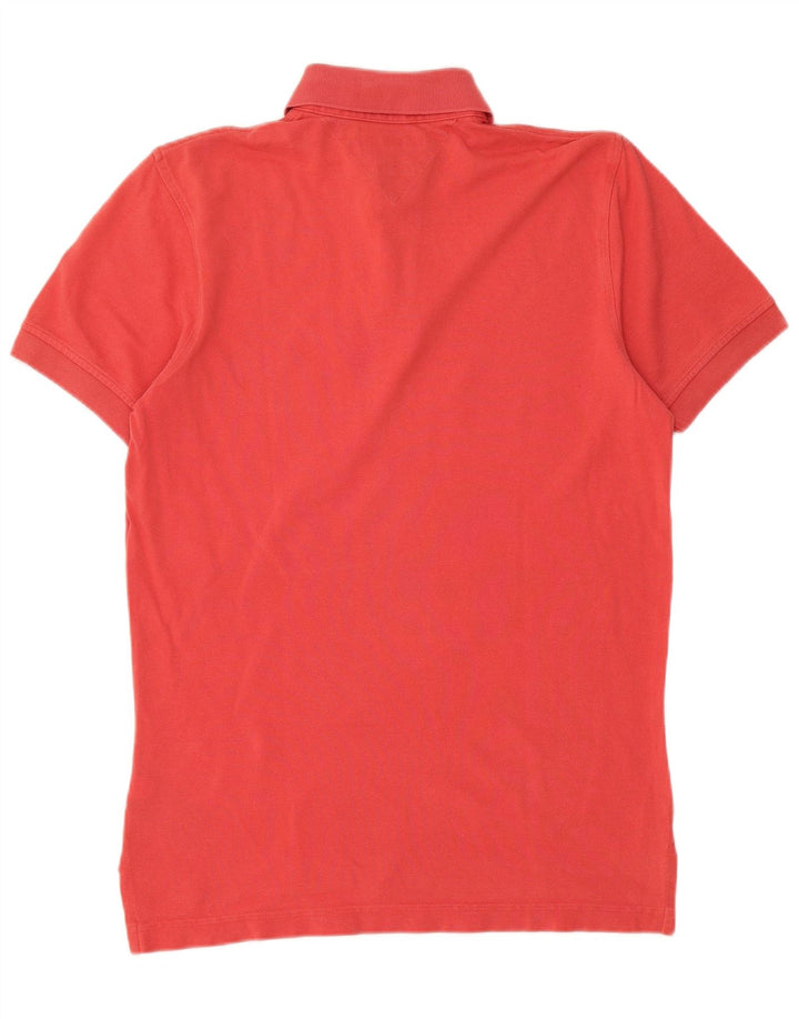 Camisa polo masculina Tommy Hilfiger pequena vermelha de algodão