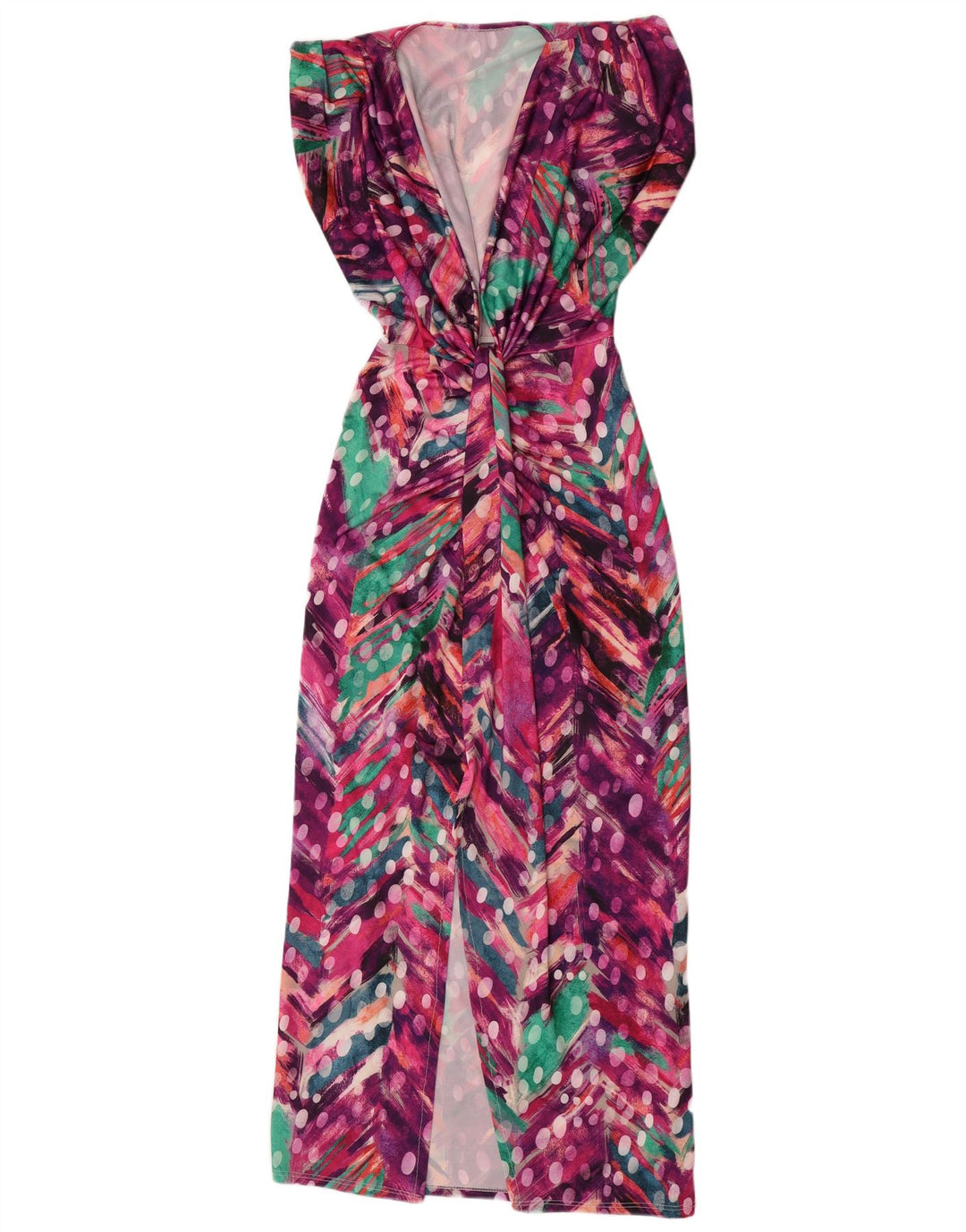 Vestido feminino vintage com bainha com padrão abstrato Reino Unido 12 médio multicolorido