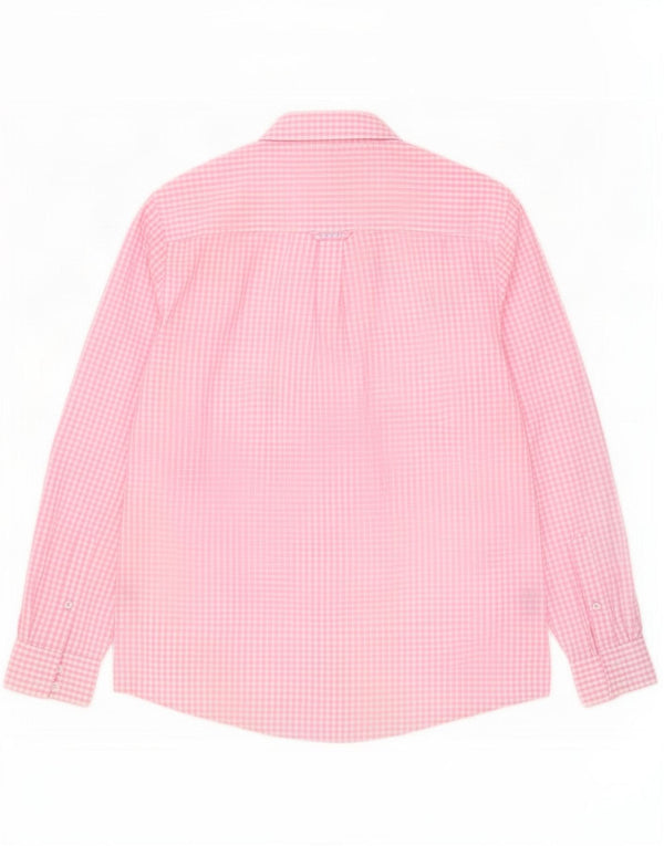 Camisa masculina clássica de ajuste da Crew Clothing algodão guingão rosa médio