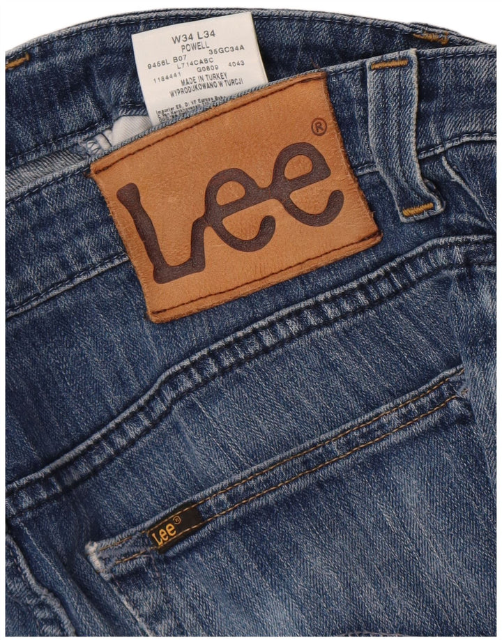 Lee Mens Powell Straight Jeans W34 L34 Azul Algodão