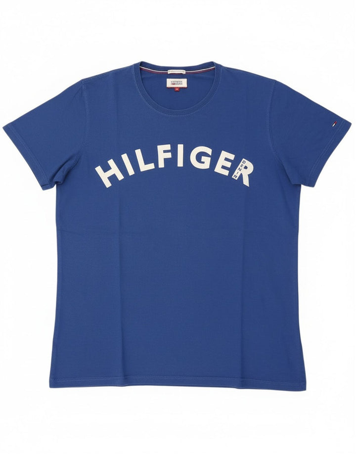 Tommy Hilfiger Camiseta masculina gráfica Top XL algodão azul