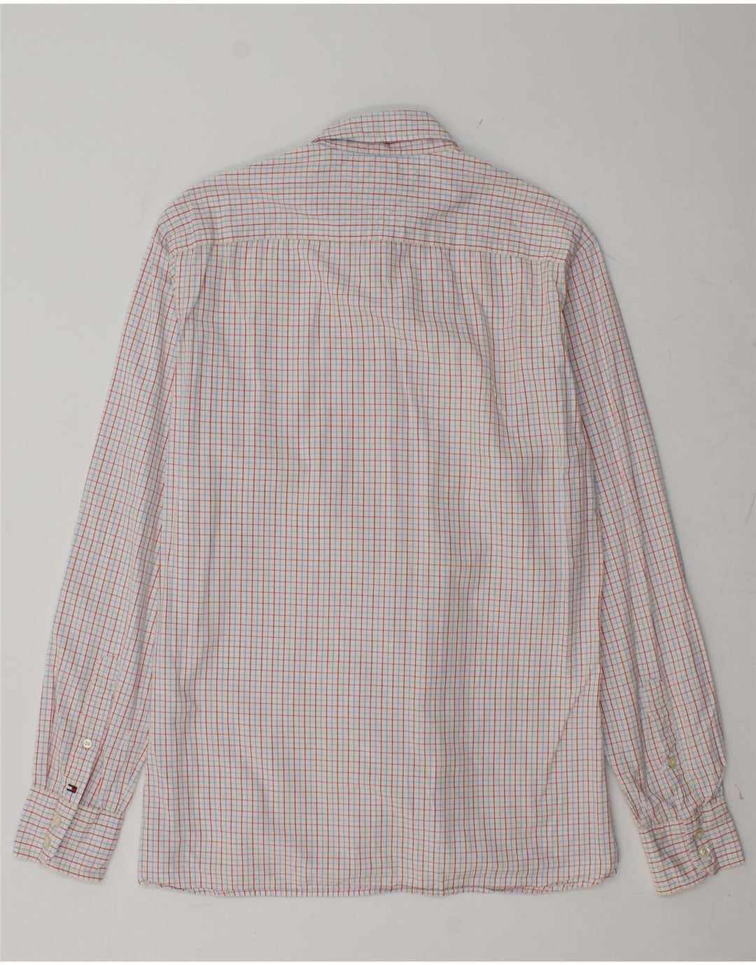 Camisa masculina TOMMY HILFIGER de algodão xadrez vermelho médio