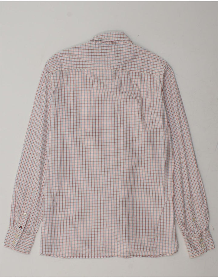 Camisa masculina TOMMY HILFIGER de algodão xadrez vermelho médio