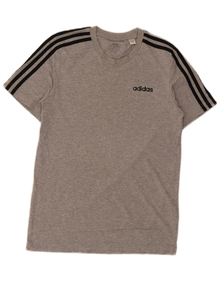Adidas Mens Camiseta Top Pequeno Algodão Cinza