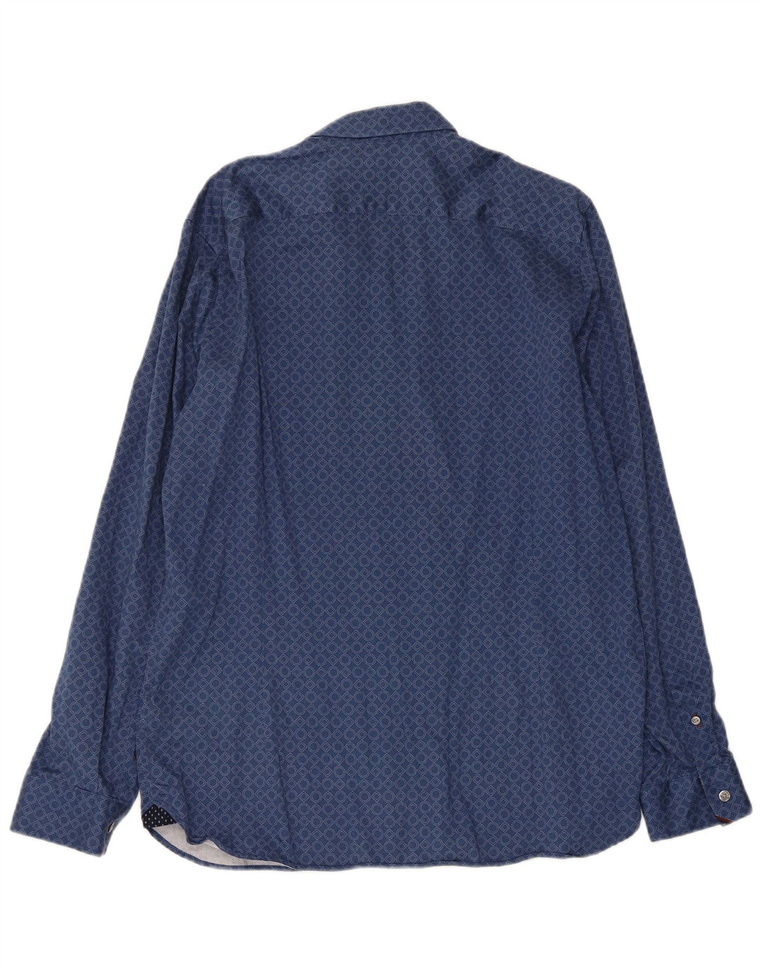 Camisa masculina Ted Baker tamanho 5 XL algodão geométrico azul