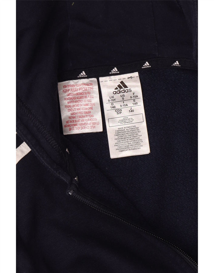 ADIDAS Boys Zip Hoodie Sweater 9-10 Years Navy Blue Cotton Vintage Adidas and Second-Hand Adidas from Messina Hembry 