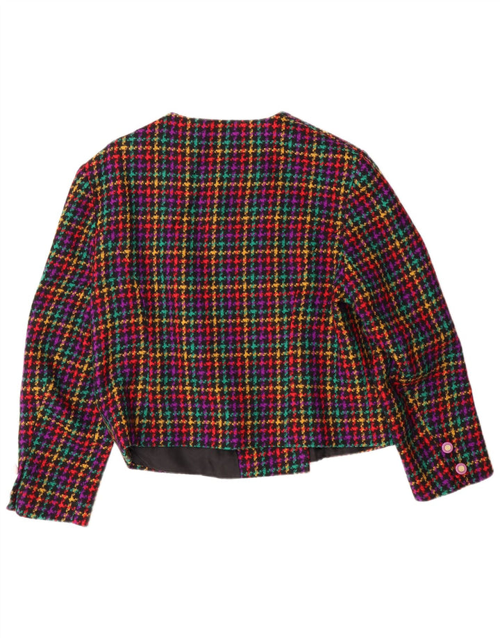 Jaqueta blazer feminina VINTAGE com peito duplo EU 44 XL xadrez multicolorido