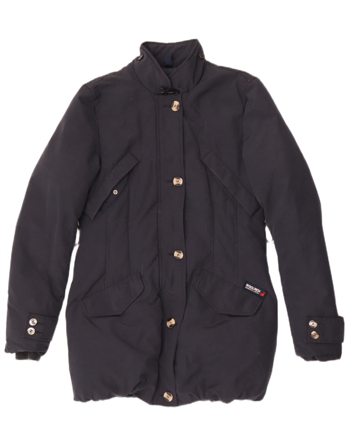 Casaco acolchoado feminino Woolrich UK 10 pequeno azul marinho poliamida