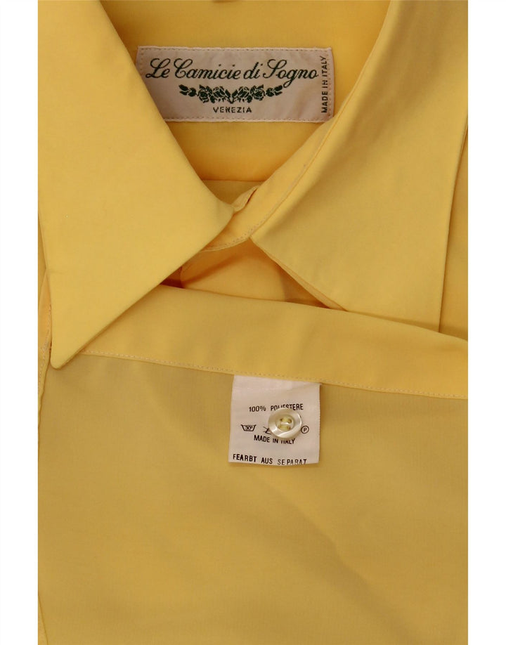 Camisa masculina vintage de manga curta grande poliéster amarelo