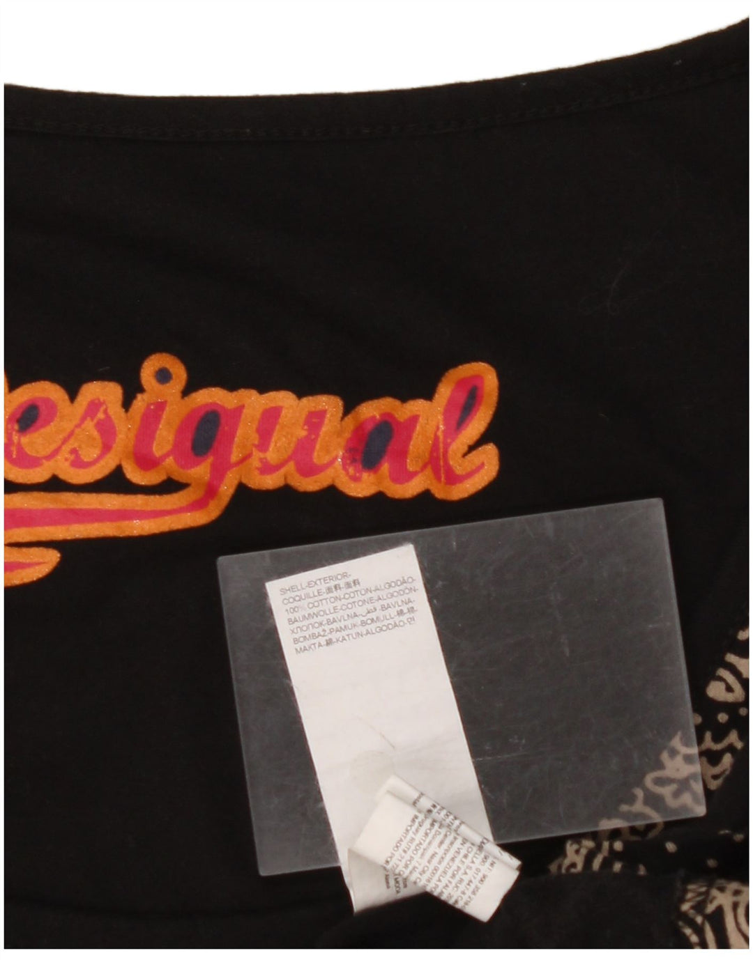 DESIGUAL Vestido feminino gráfico assimétrico Reino Unido 14 médio preto Paisley