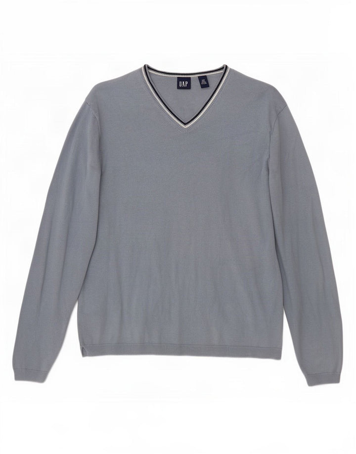 Suéter masculino Gap com decote em V XS azul algodão
