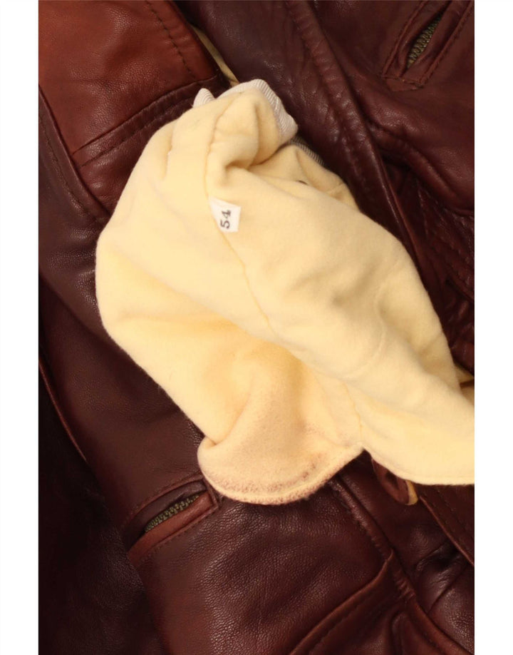 Jaqueta de couro masculina vintage IT 54 2XL Marrom
