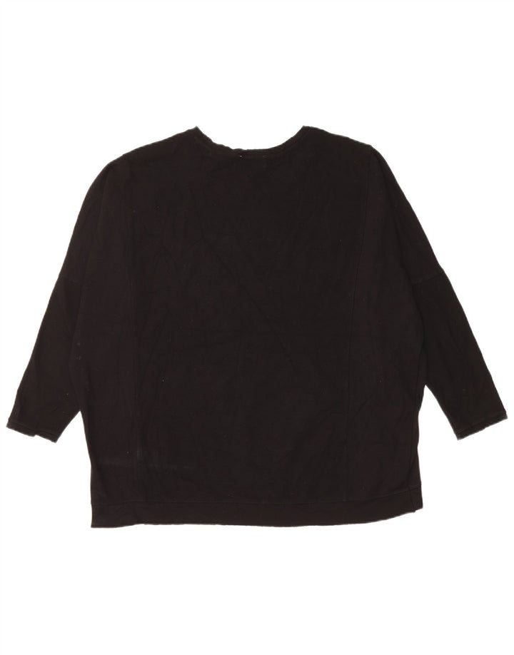 Zara moletom feminino manga 3/4 oversized jumper UK 14 médio preto