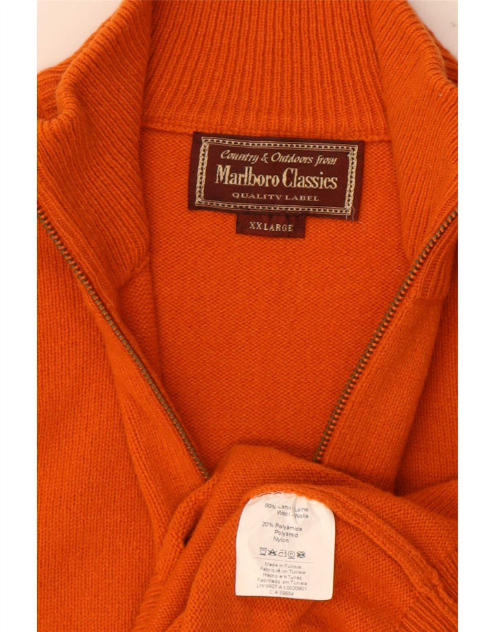 Suéter masculino Marlboro Classics com zíper e gola 2XL lã laranja